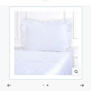 D. Porthault cream Scalloped coverlet. New. King size